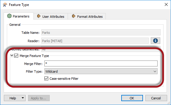 Setting a Merge Feature Type on a reader feature type